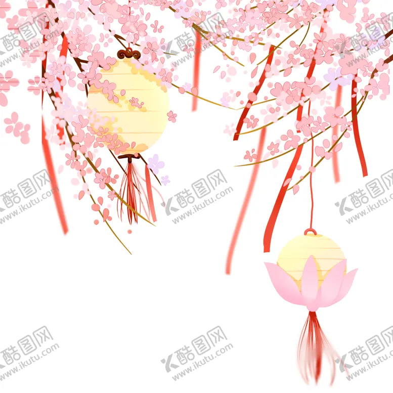 编号：89377604300117038947【酷图网】源文件下载-中国风灯笼梅花元素PNG