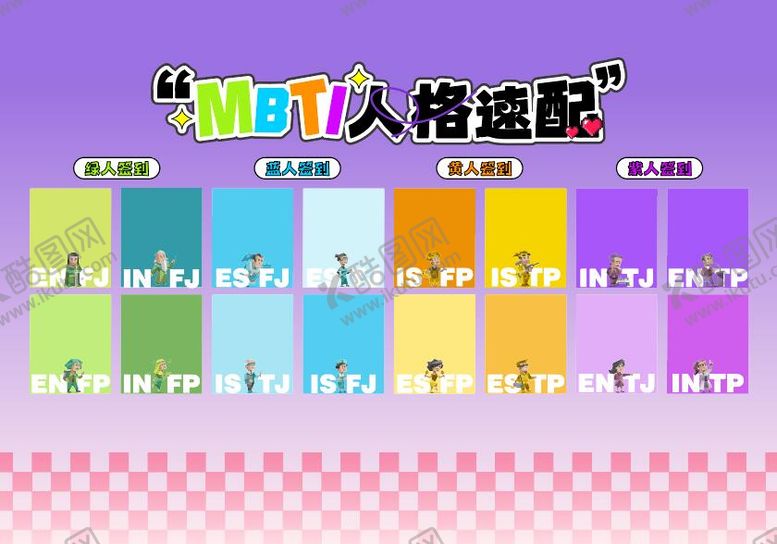编号：35036312122100463667【酷图网】源文件下载-MBTI人格速配背景板打卡点互动区
