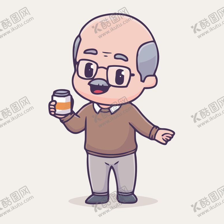 编号：88705602022319054543【酷图网】源文件下载-可爱老爷爷矢量卡通插画