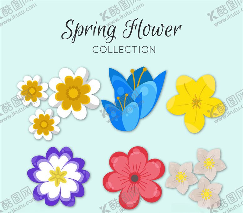 编号：23579409140944513743【酷图网】源文件下载-彩色质感春季花卉矢量素材