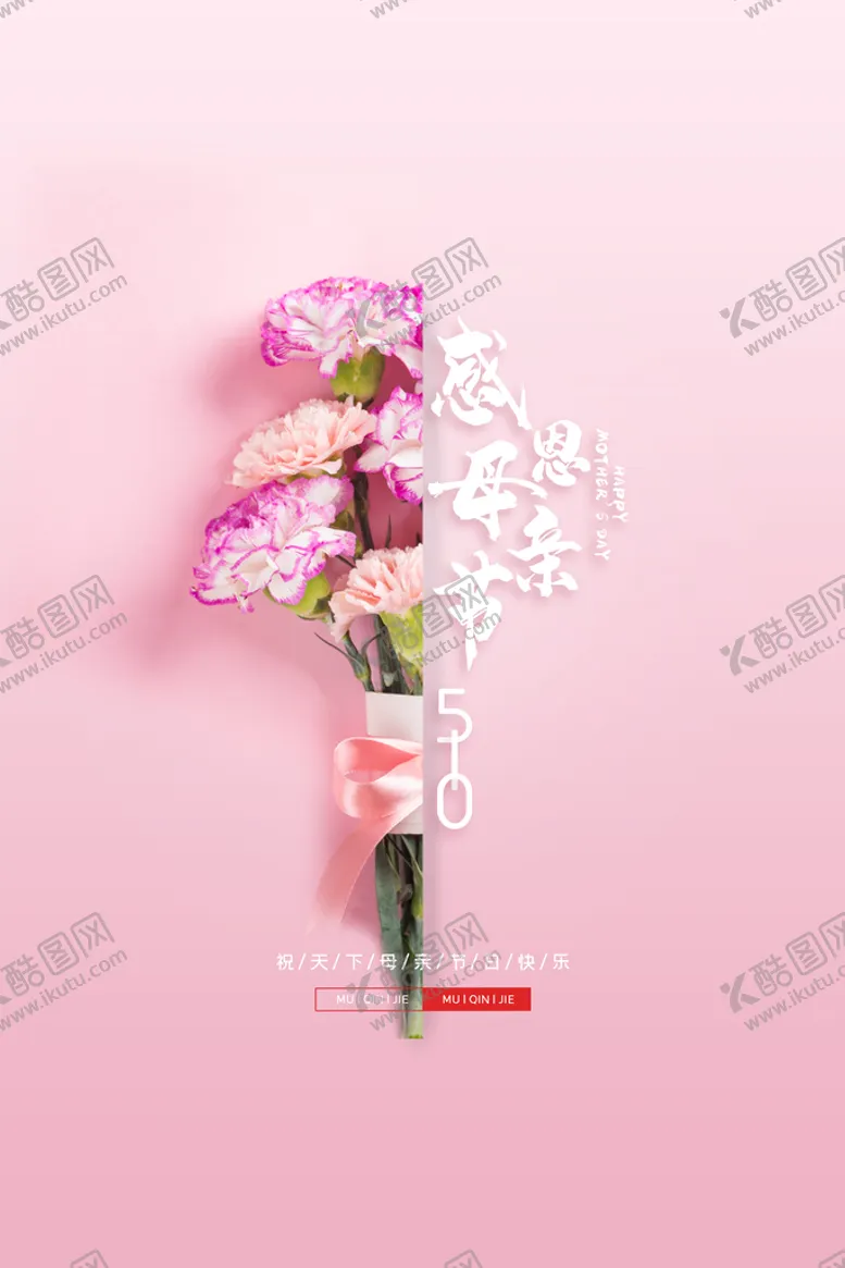 编号：02416509220114268346【酷图网】源文件下载-粉色简约康乃馨母亲节海报