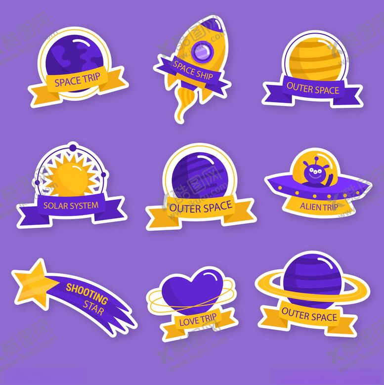 编号：64759011200115008794【酷图网】源文件下载-太空主题可爱图标集合