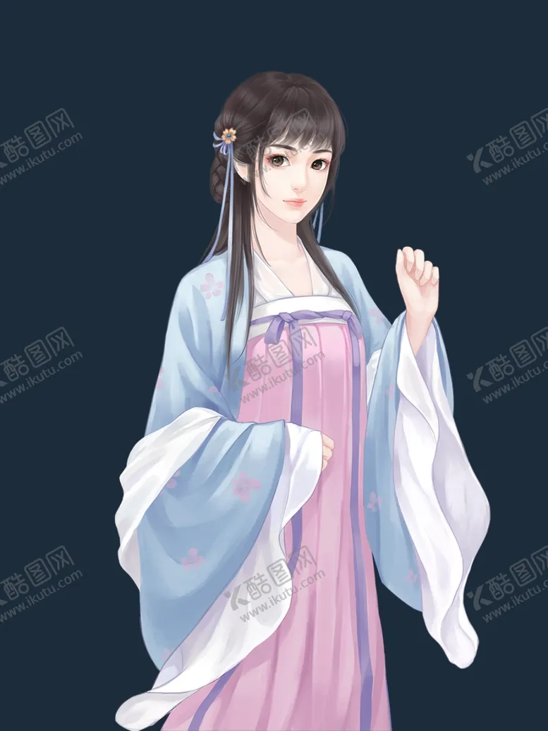 编号：16032106180508489858【酷图网】源文件下载-抹胸长裙古风少女（不分层）