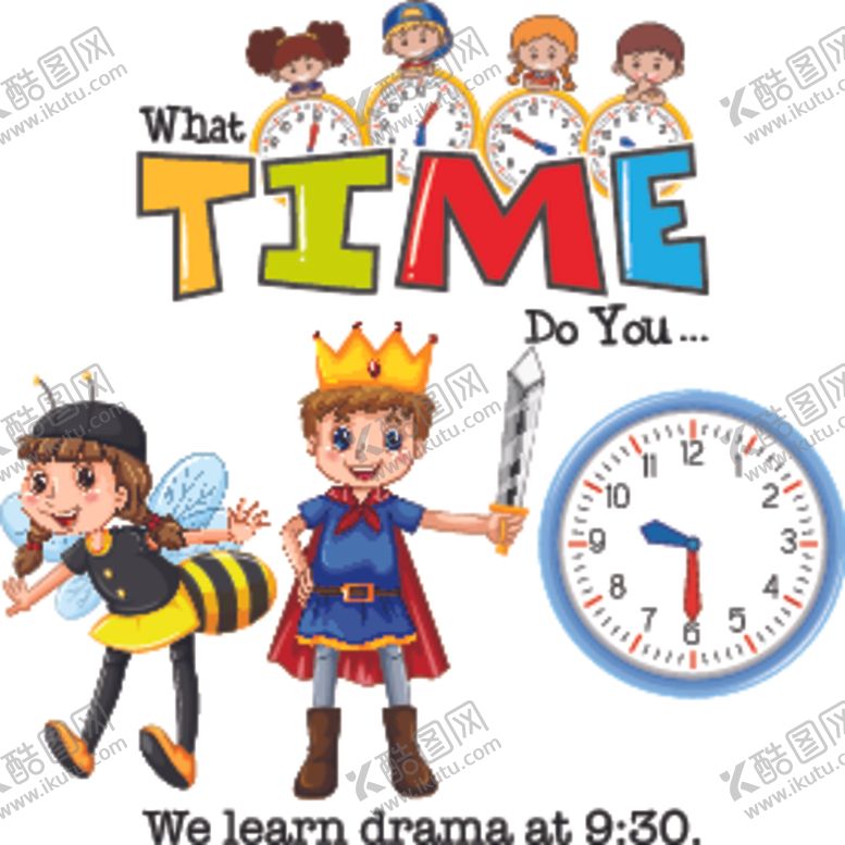 编号：49911709250705361676【酷图网】源文件下载-卡通儿童和时钟