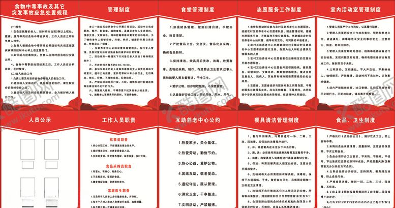 食堂卫生制度互助中心公约古典展板人员公示