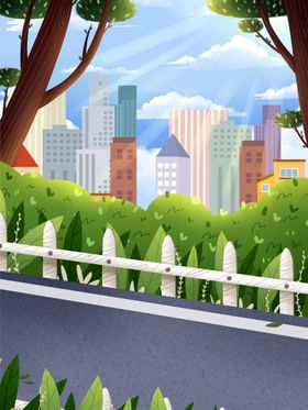 卡通城市公路背景