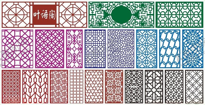 编号：71175911020418226738【酷图网】源文件下载-窗花镂空花纹屏风隔断雕花