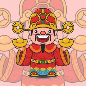 财神爷捧金元宝送财