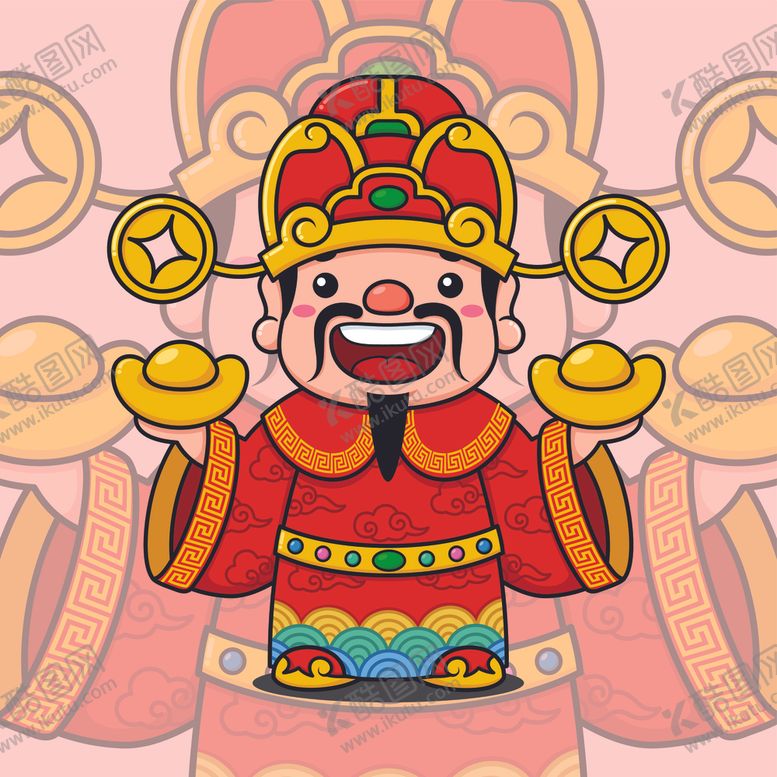 编号：73936104021945358007【酷图网】源文件下载-财神爷捧金元宝送财