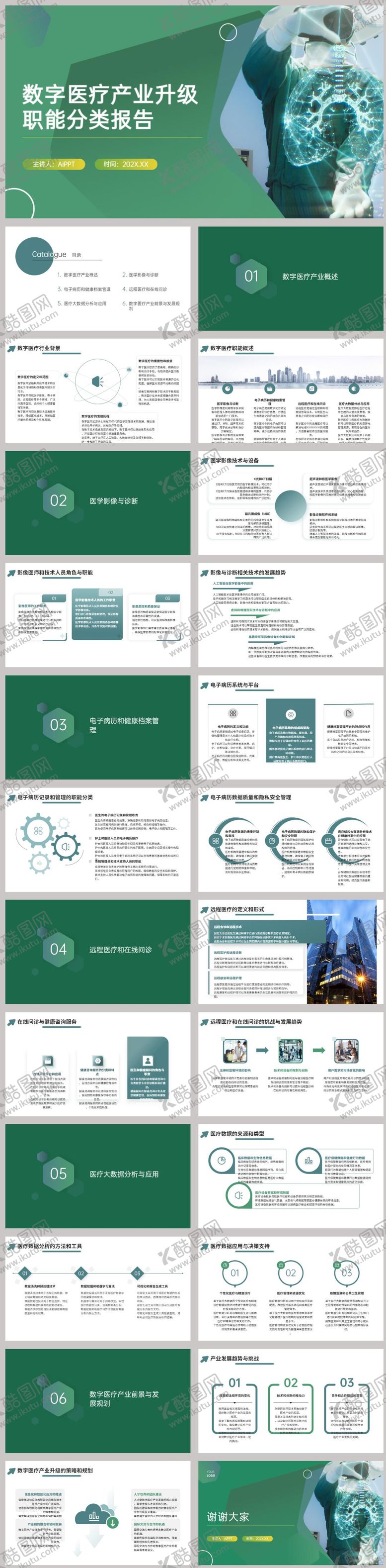 编号：10848005121522479232【酷图网】源文件下载-数字医疗产业升级职能分类报告PPT
