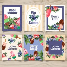 夏日花卉卡片设计集合