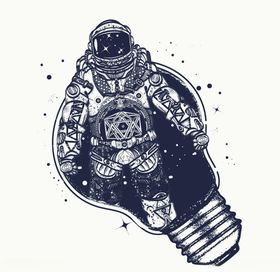 灯泡发光宇航员太空