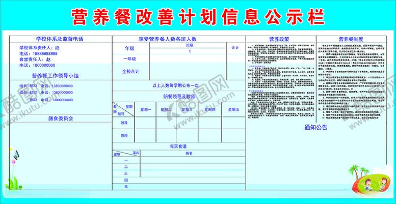 编号：67988902230340219121【酷图网】源文件下载-营养餐改善计划公示栏