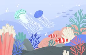 海洋生物插画海报