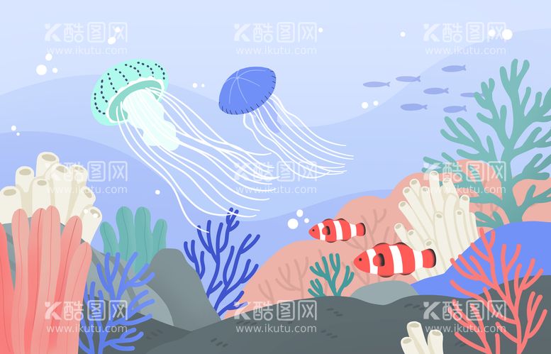 编号：84035209171148462709【酷图网】源文件下载-卡通海洋生物插画  