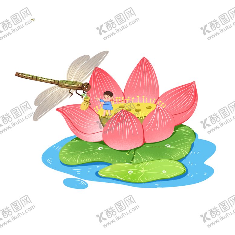 编号：39068209210400576534【酷图网】源文件下载-荷花蜻蜓精灵