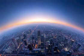 纽约曼哈顿高空视角城市夜景