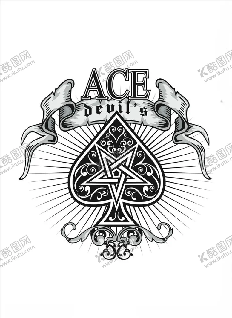 编号：28838111071914391959【酷图网】源文件下载-黑桃图案下载黑桃A矢量图下载