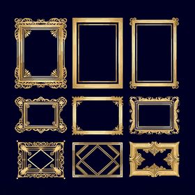 复古金色边框装饰画框集合