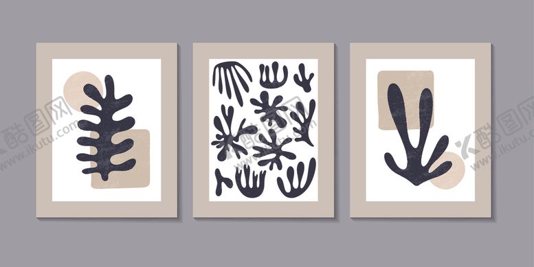 编号：66547310071619502167【酷图网】源文件下载-简约植物装饰画三联组