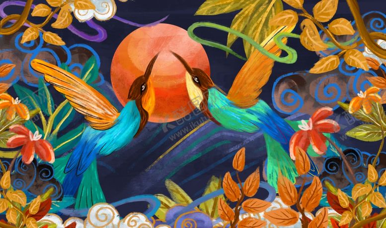 编号：72131809150759169604【酷图网】源文件下载-重彩仙鹤插画