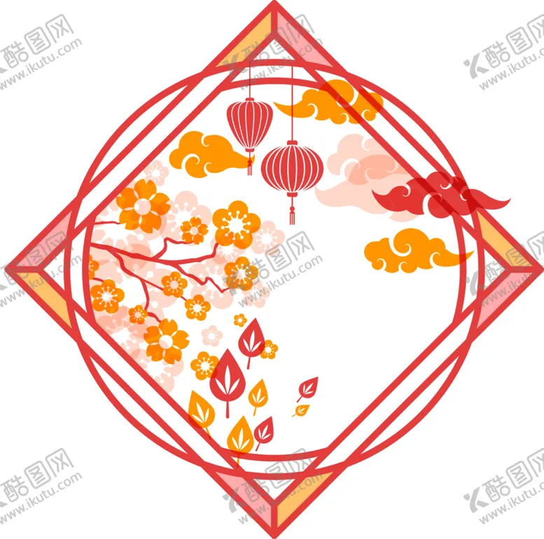 编号：68775504211147226530【酷图网】源文件下载-中国风灯笼梅花元素PNG