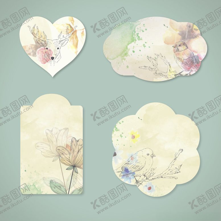 编号：85615911020120022134【酷图网】源文件下载-花卉心形标签设计素材