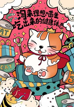 蒸汽波卡通淘气猫