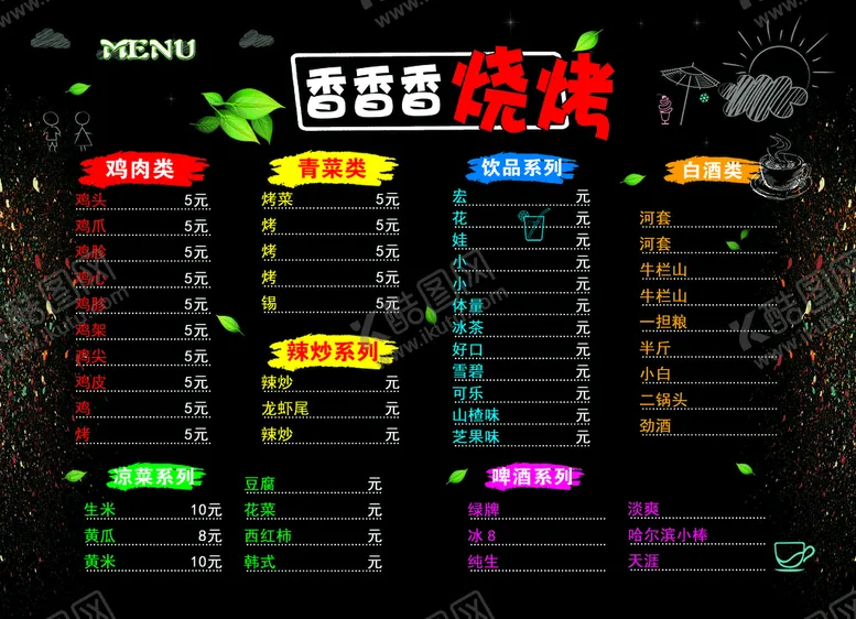 编号：74132009240207122374【酷图网】源文件下载-菜单烧烤