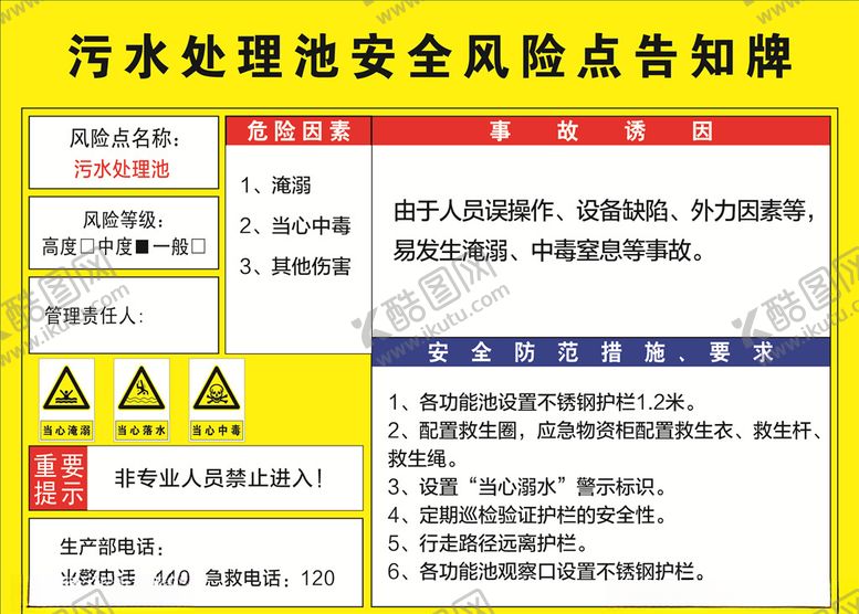 编号：28564004090325575508【酷图网】源文件下载-污水处理池安全风险点告知牌