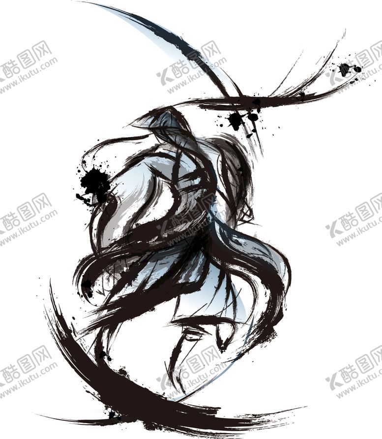 编号：36078509172305392960【酷图网】源文件下载-武侠水墨人物画 