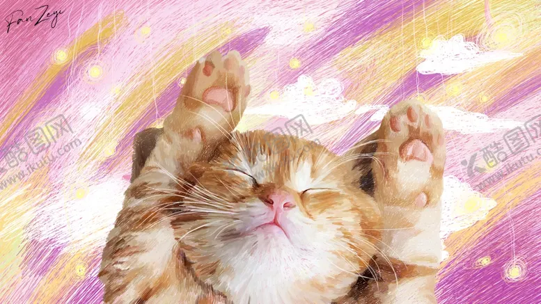 编号：56822805140116113953【酷图网】源文件下载-线圈插画猫咪的梦境