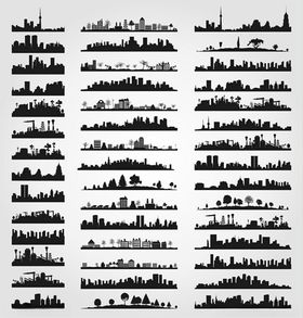 多样城市建筑轮廓剪影集
