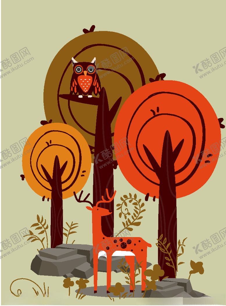 编号：70865110052053357021【酷图网】源文件下载-创意森林的鹿风景