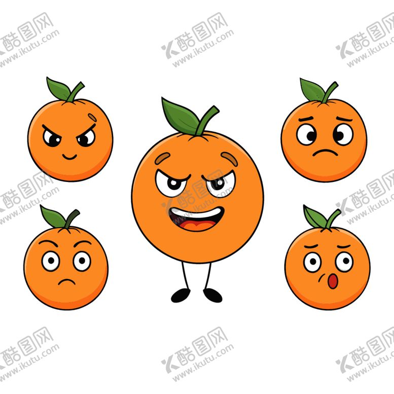 编号：69184402251745276901【酷图网】源文件下载-柑橘不同情绪状态的组合