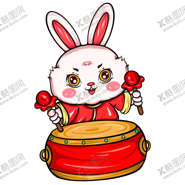 编号：85523401140235219388【酷图网】源文件下载-兔兔 敲鼓