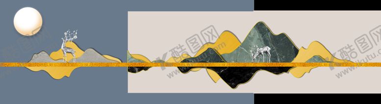 编号：27517010190448137552【酷图网】源文件下载-麋鹿装饰画