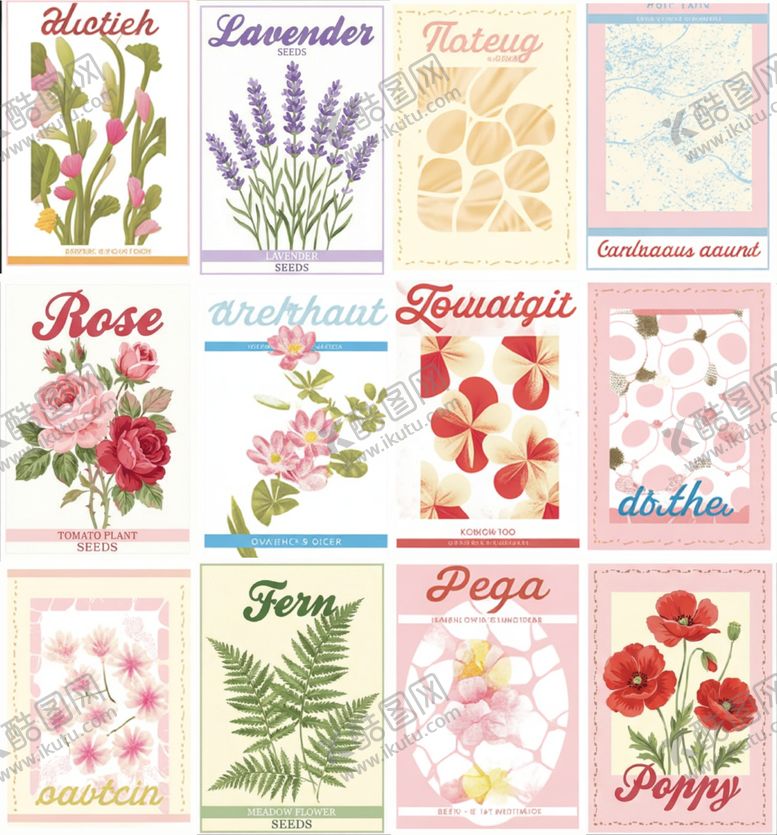 编号：10934312192228262395【酷图网】源文件下载-花卉图案集合