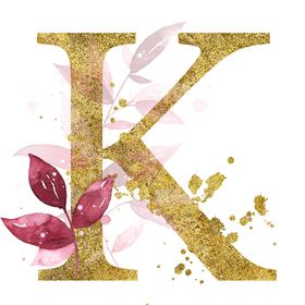 手绘水彩花卉英文字母logo