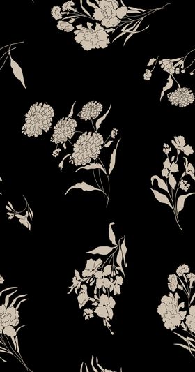 大牌黑色底花卉图案