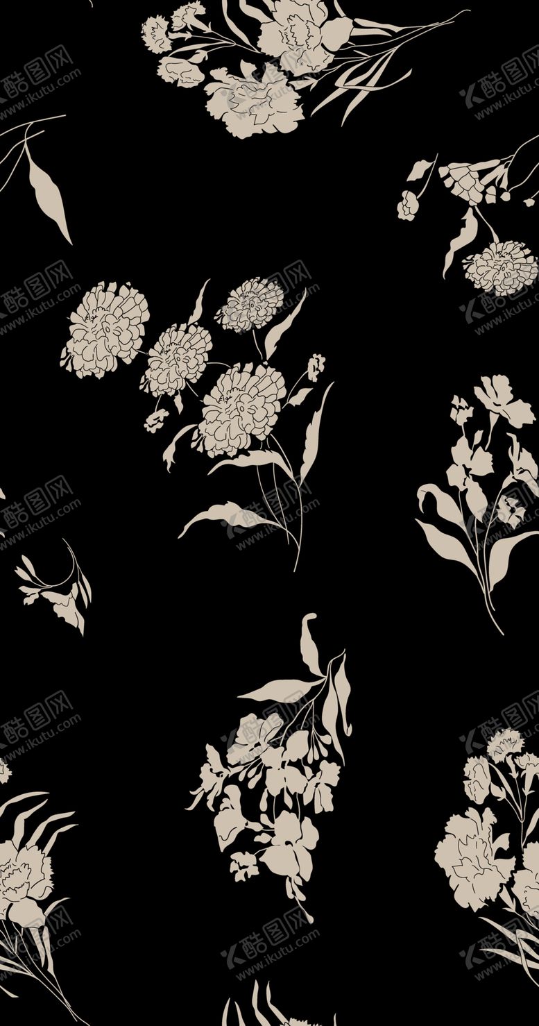 编号：96410604110110281759【酷图网】源文件下载-大牌黑色底花卉图案