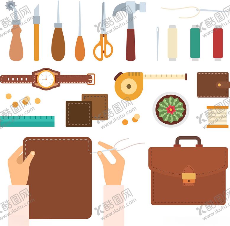 编号：20068411212302593519【酷图网】源文件下载-皮具制作工具与成品展示