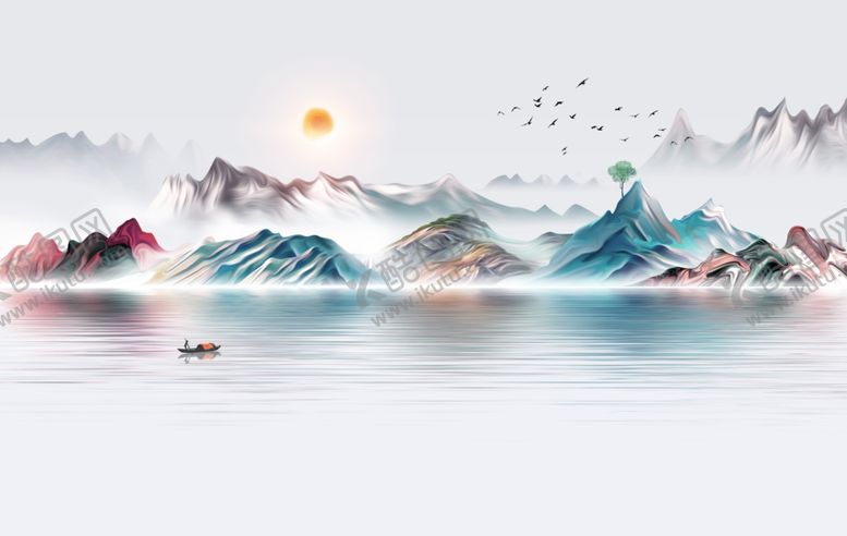 编号：89523910102002044591【酷图网】源文件下载-新中式山水画