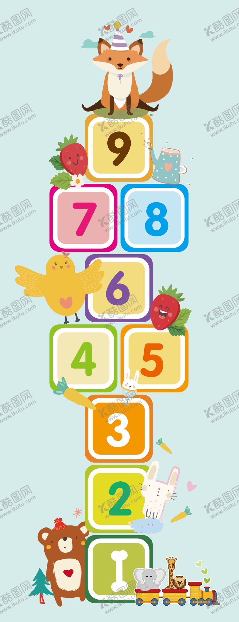 编号：94854506151454535268【酷图网】源文件下载-儿童游戏卡通跳房子地贴