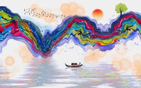 抽象山水背景墙