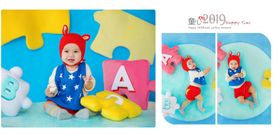 蓝黄调宝宝儿童生日照相册模板