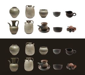 古风陶瓷器皿展示