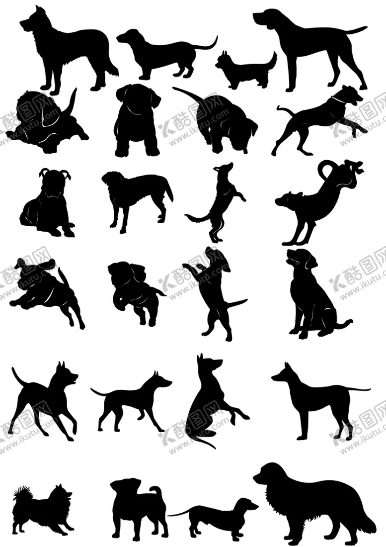 狗剪影插画简笔画单色