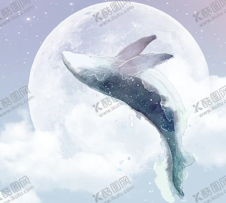 编号：06752809280352149631【酷图网】源文件下载-月亮鲸鱼