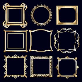 金色华丽装饰性边框集合